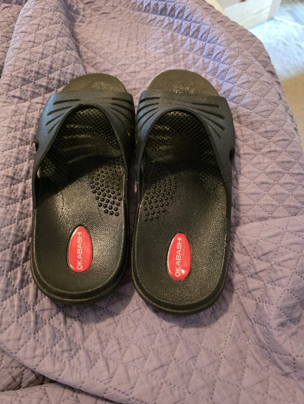 Black Slide Sandals with Vent Slots